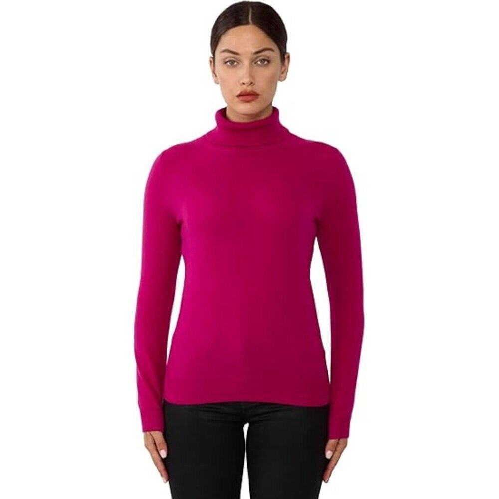 JENNIE LIU Berry 100% Cashmere Pullover Turtleneck Sweater 47950